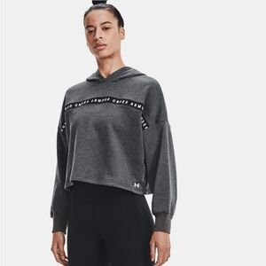 NWT Under Armour Women's UA Taped Crop Fleece Hoodie Size Large